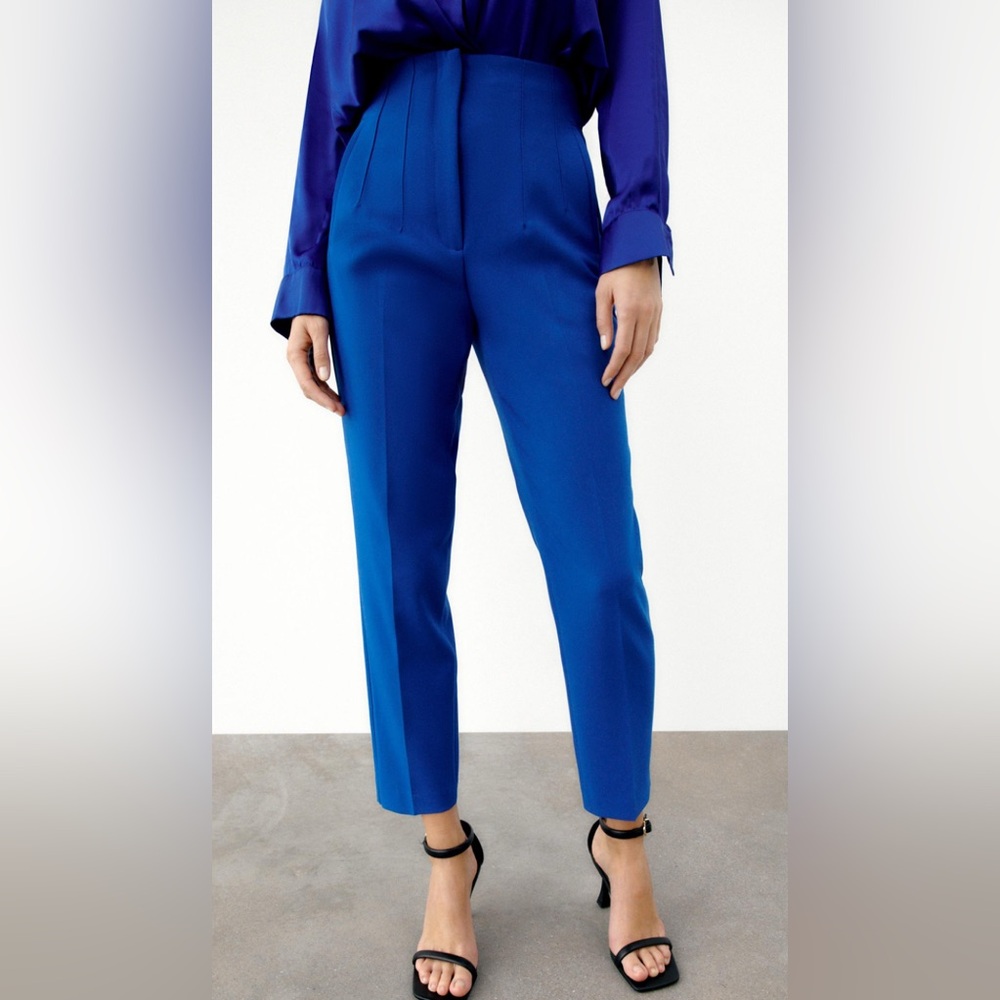 Zara Blue Ankle Cropped Pants
